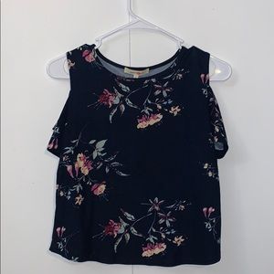 floral open shoulder top